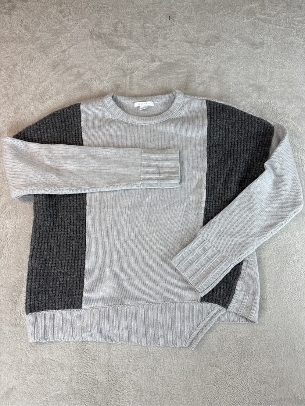 Duffy Womens Cashmere Blend Colorblock Jumper Sweater Gray Casual M EUC